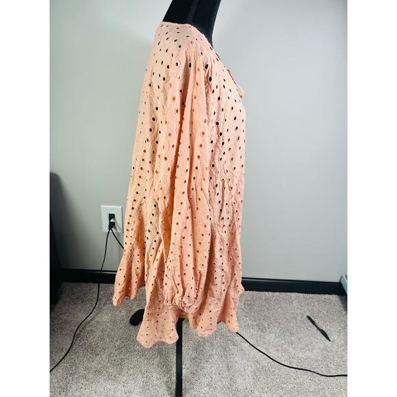 ASOS eyelet dust pink ruffle bottom dress size 10 - Picture 7 of 13